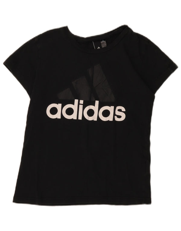 Adidas Damen Grafik T-Shirt Top UK 8/10 Small Schwarz Baumwolle