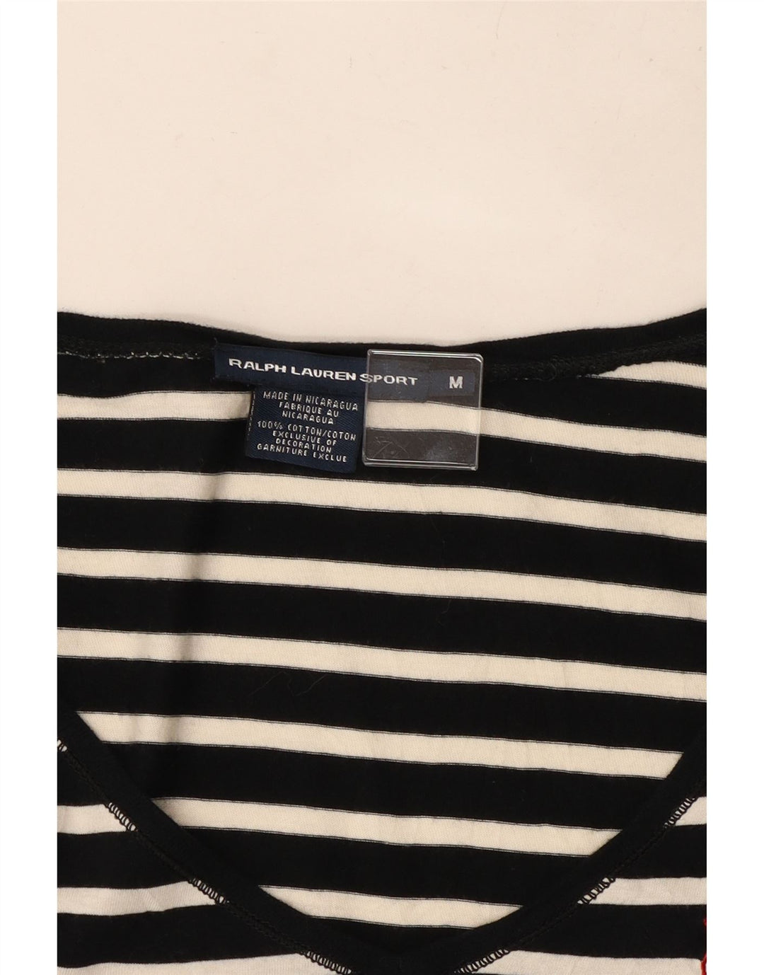 Ralph Lauren Damen Top Langarm UK 12 Mittelschwarz gestreift Baumwolle