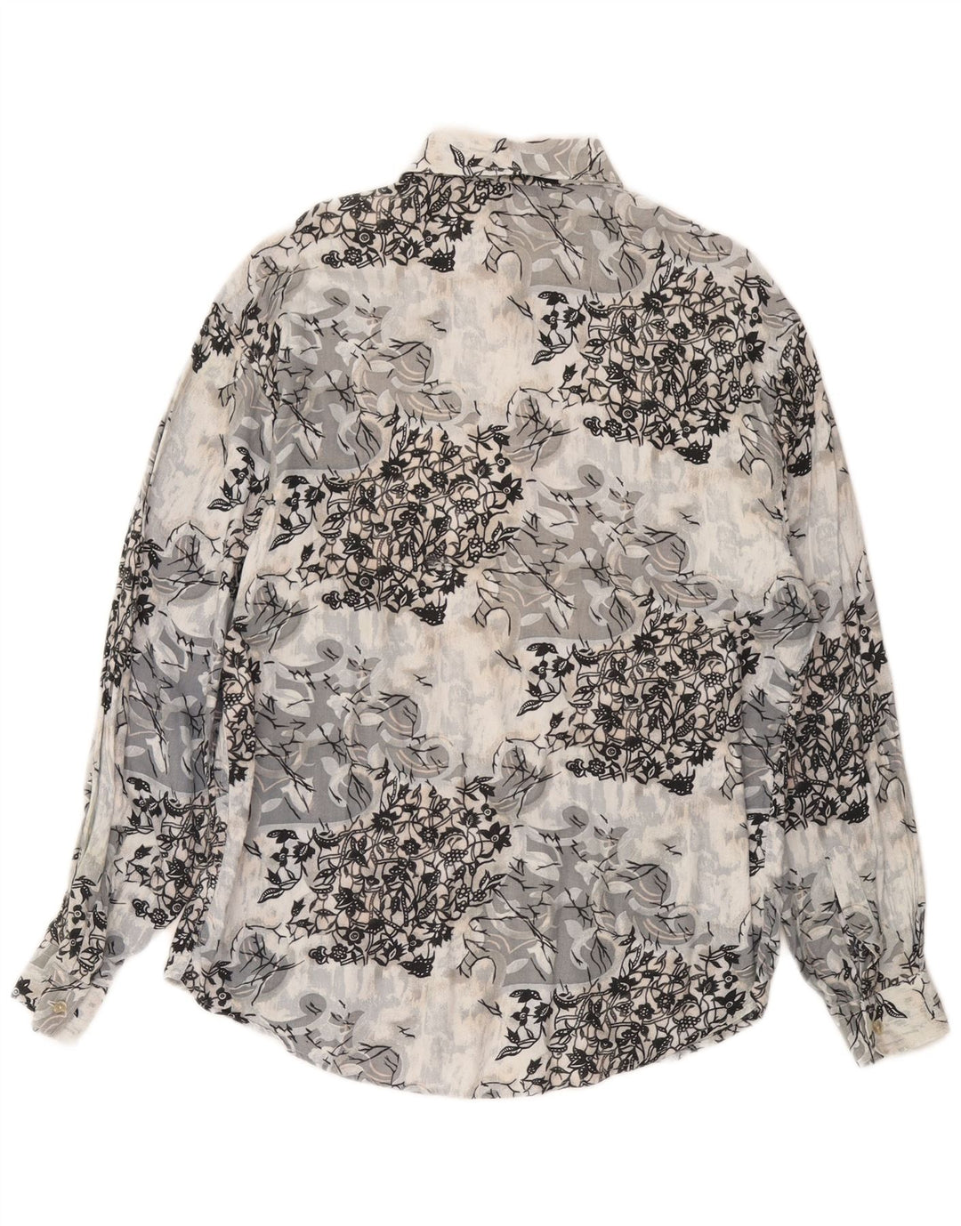 CRIVER Herrenhemd aus mittelgrauer Viskose mit Blumenmuster