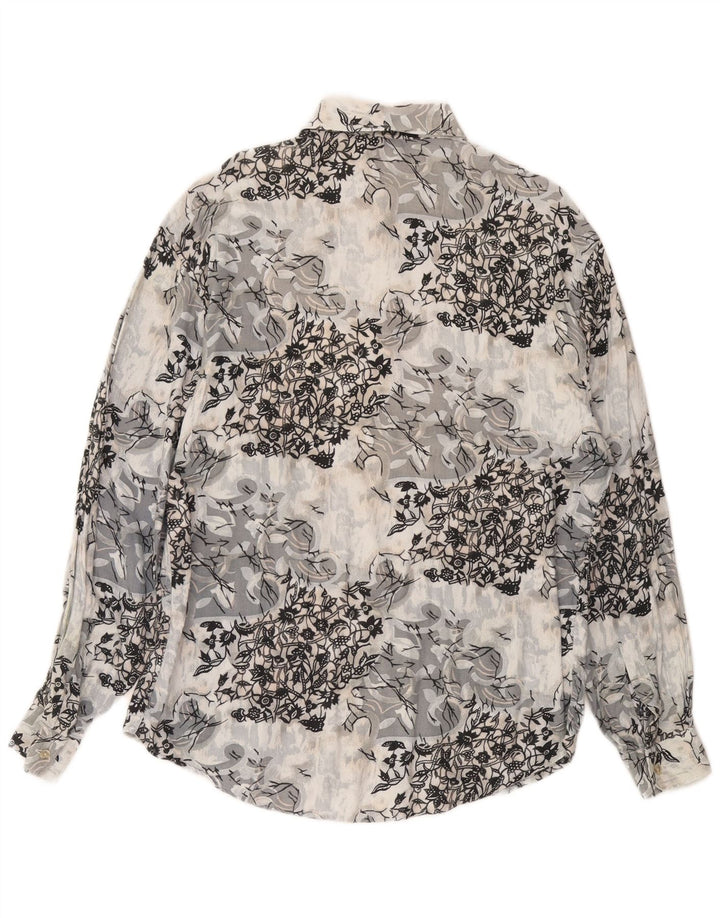 CRIVER Herrenhemd aus mittelgrauer Viskose mit Blumenmuster