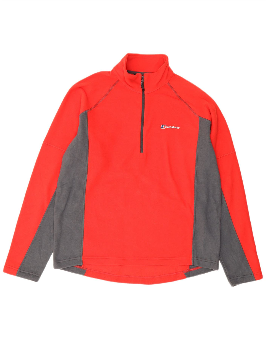 Berghaus Herren-Fleecepullover mit Reißverschluss am Hals, großes rotes Farbblock-Polyester