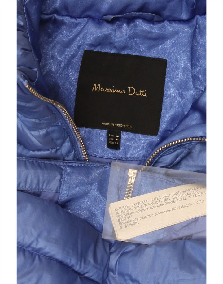 Massimo Dutti Damen Wattierte Jacke UK 12 Mittelblaues Polyester