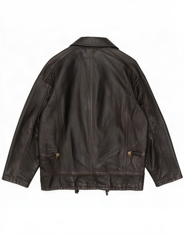 Braschi Mens Loose Fit Leather Jacket UK 38 Medium Brown