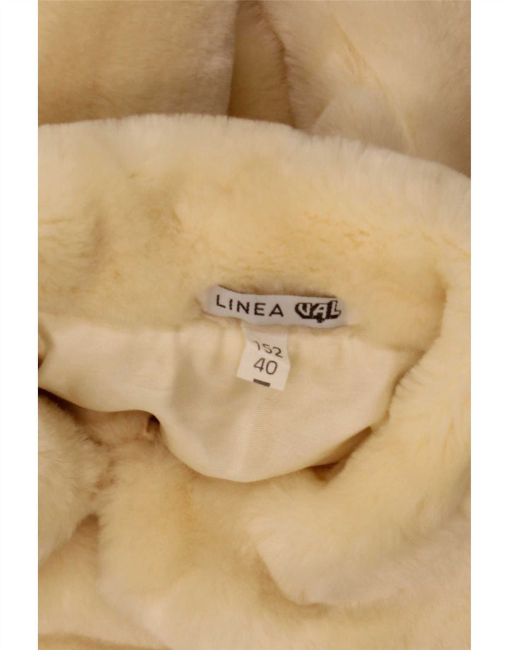 Vintage Damen Übergroßer Kunstfellmantel EU 40 Mittelbeige Modacryl