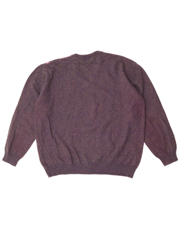 Il Granchio Herren-Pullover mit V-Ausschnitt, Größe L, Lila Argyle/Diamant