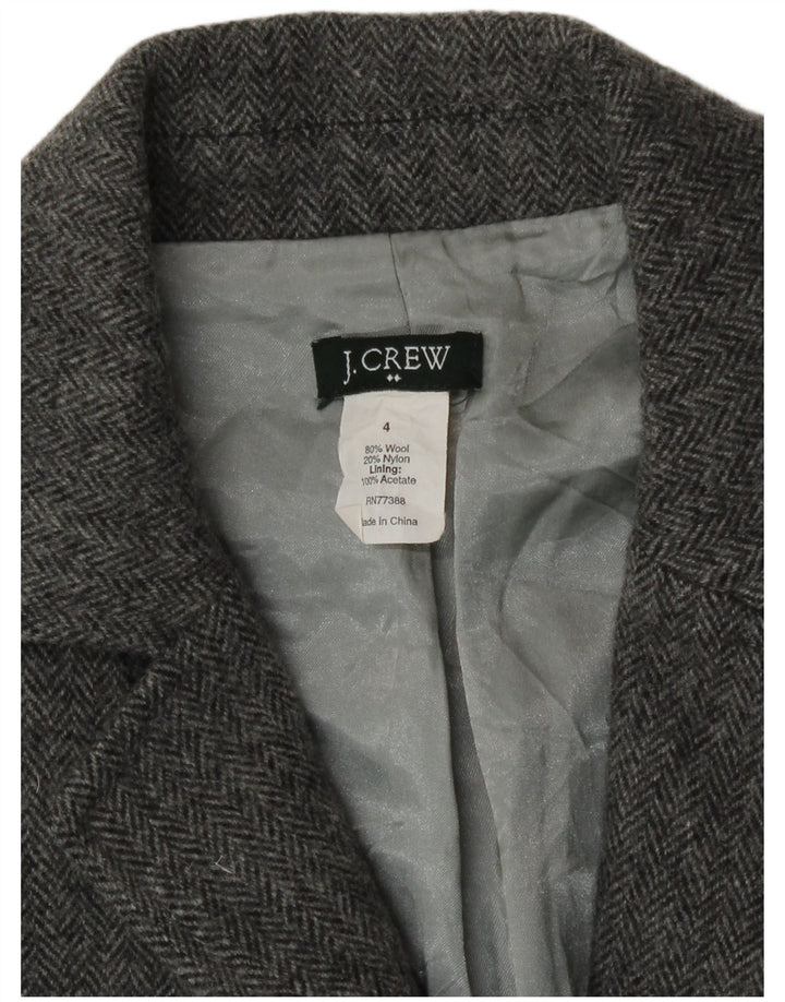 J. Crew Damen-Blazerjacke mit 1 Knopf, US 4, kleine graue Wolle mit Fischgrätenmuster