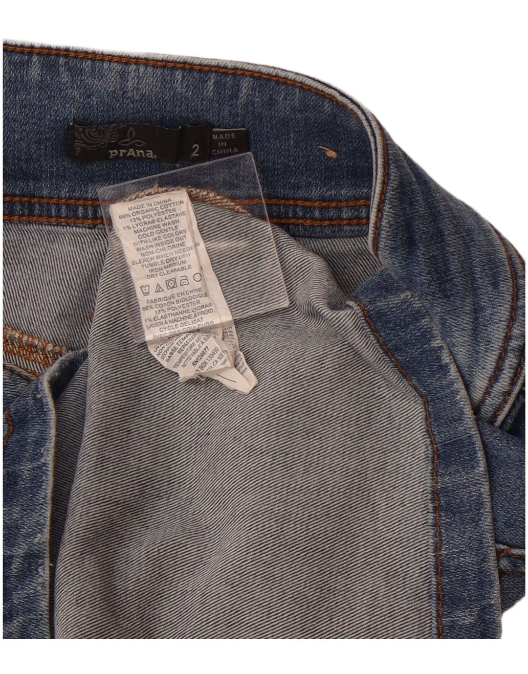 PRANA Damen-Jeansrock mit hoher Taille, US 2 XS W26, blaue Baumwolle