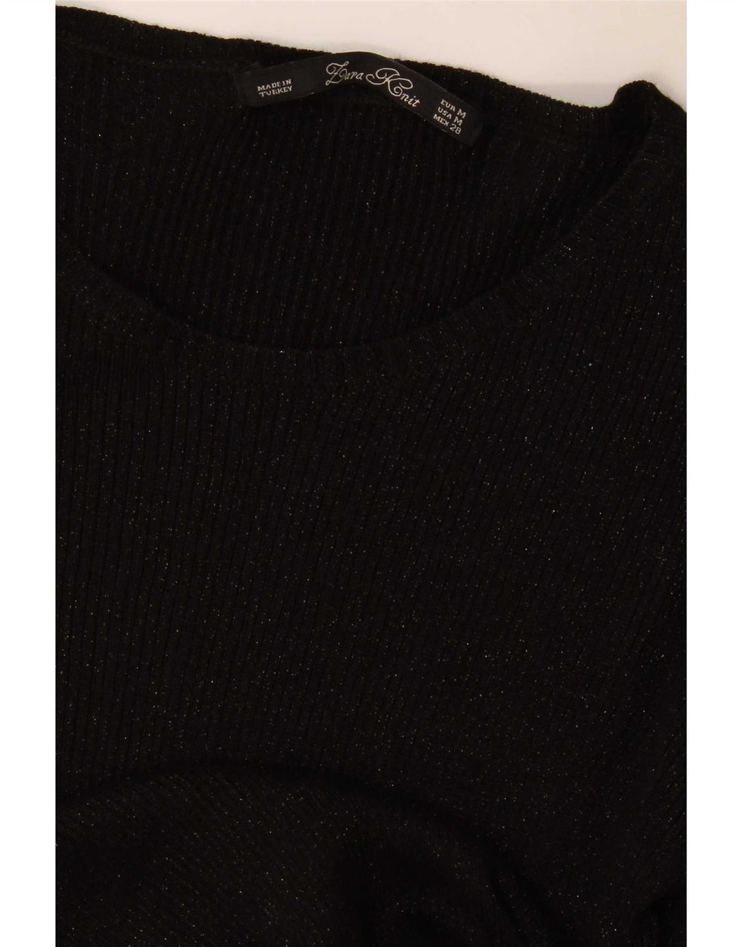 Zara Damen Top Langarm UK 12 Medium Schwarz meliert