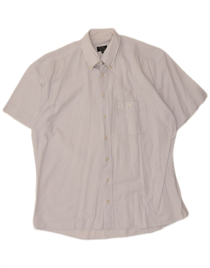 Camel Active Herren Kurzarmhemd Mittelblauer Nadelstreifen