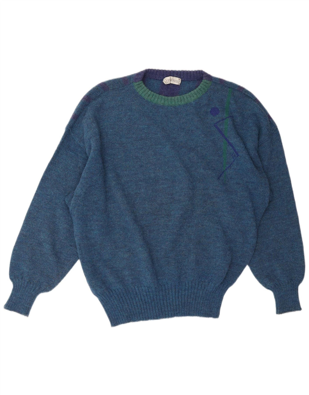 GIANNI VERSACE Herren-Pullover mit Rundhalsausschnitt, groß, blau gestreift, klassisch