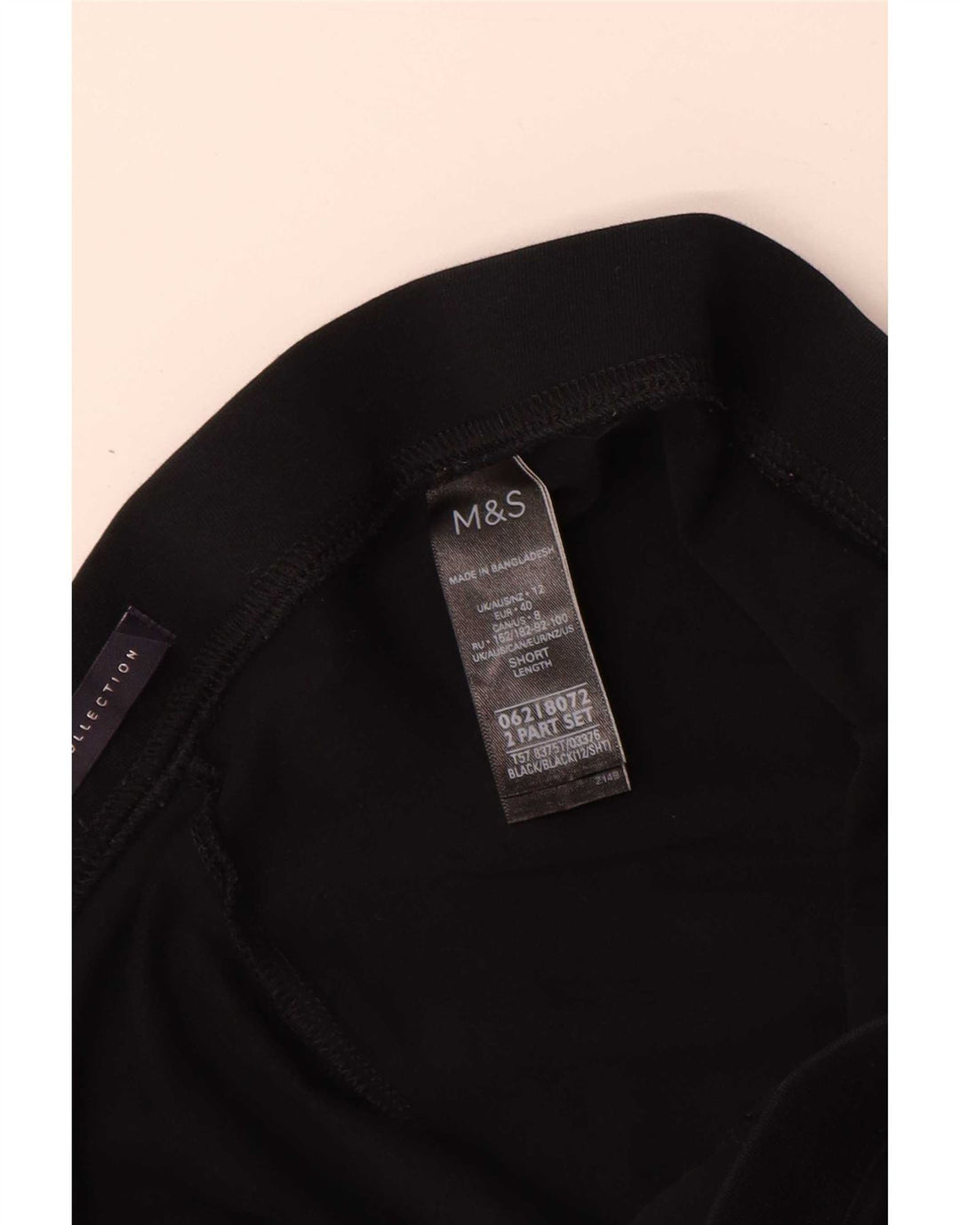 Marks & Spencer Damen Crop Leggings UK 12 Mittelschwarze Baumwolle