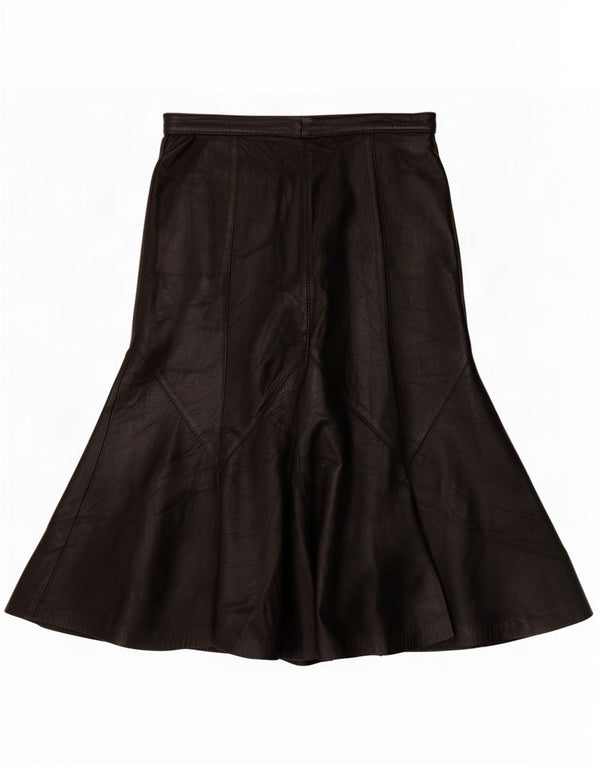 Vintage Damen High Waist Lederrock IT 48 XL W30 Schwarz