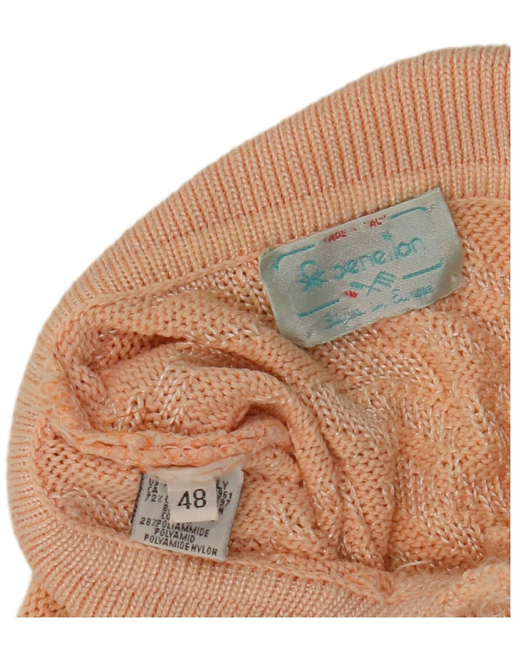 Benetton Damen Rollkragenpullover mit abstraktem Muster IT 48 XL Pink