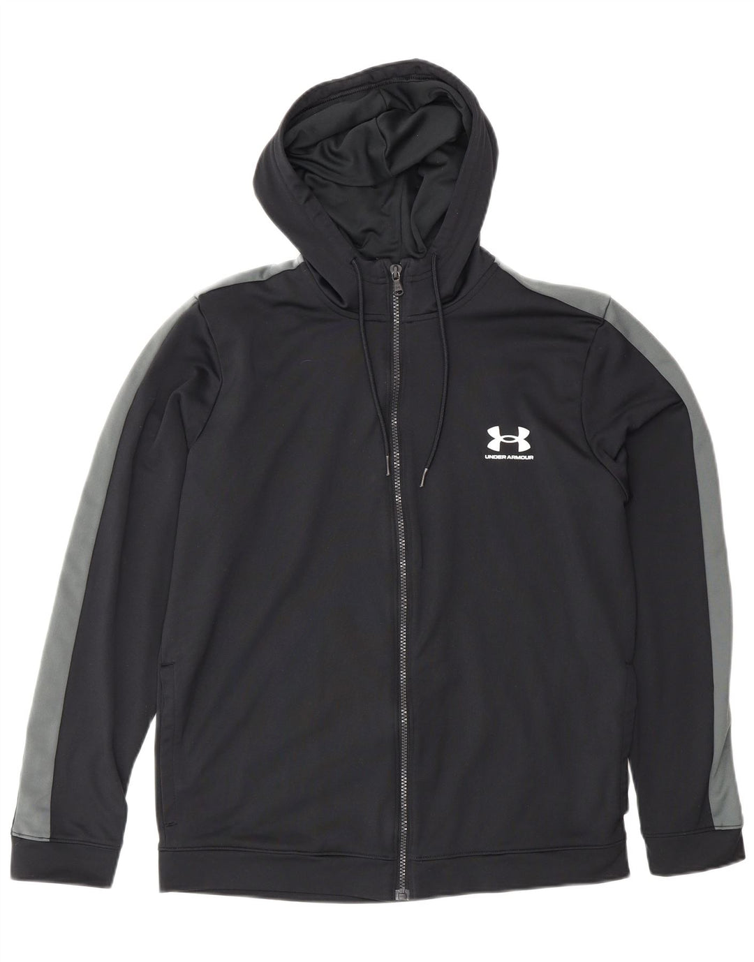 Under Armour Herren-Kapuzenpullover mit tailliertem Reißverschluss, Mittelschwarz, Farbblock