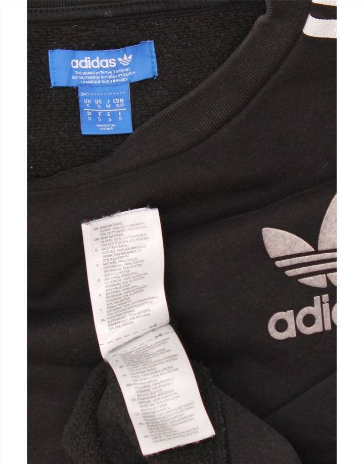 ADIDAS Womens Oversized Sweatshirt Jumper UK 10 Small Black Cotton Vintage Adidas and Second-Hand Adidas from Messina Hembry 