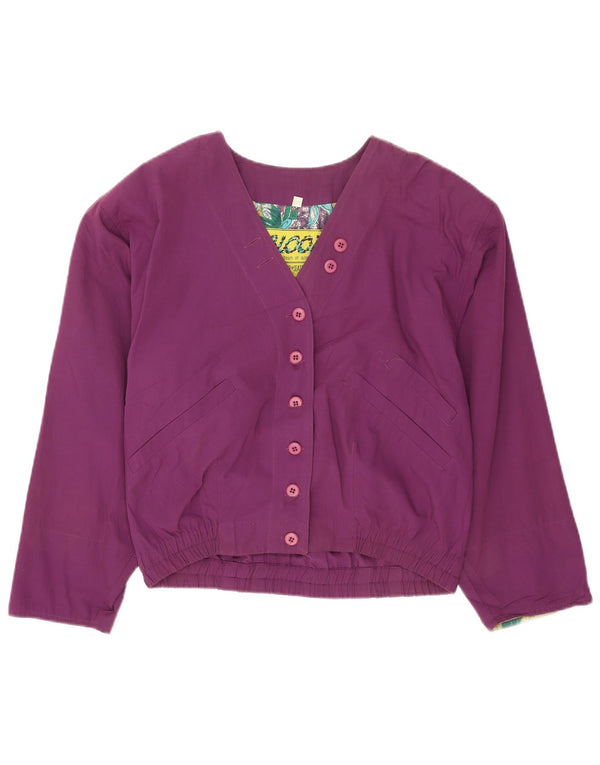 Vintage Damen Übergroße Utility-Jacke EU 36 Small Lila Polyester