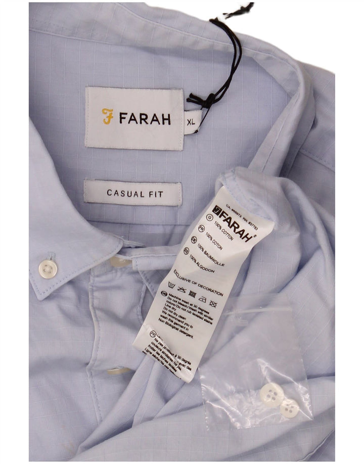 Farah Herren-Hemd mit lässiger Passform, XL, blau kariert, Baumwolle
