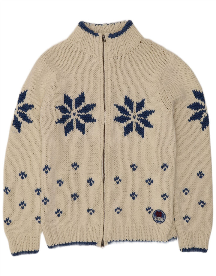 Marlboro Classics Herren-Strickjacke, mittelgroß, gebrochenes Weiß, Fair-Isle-Retro