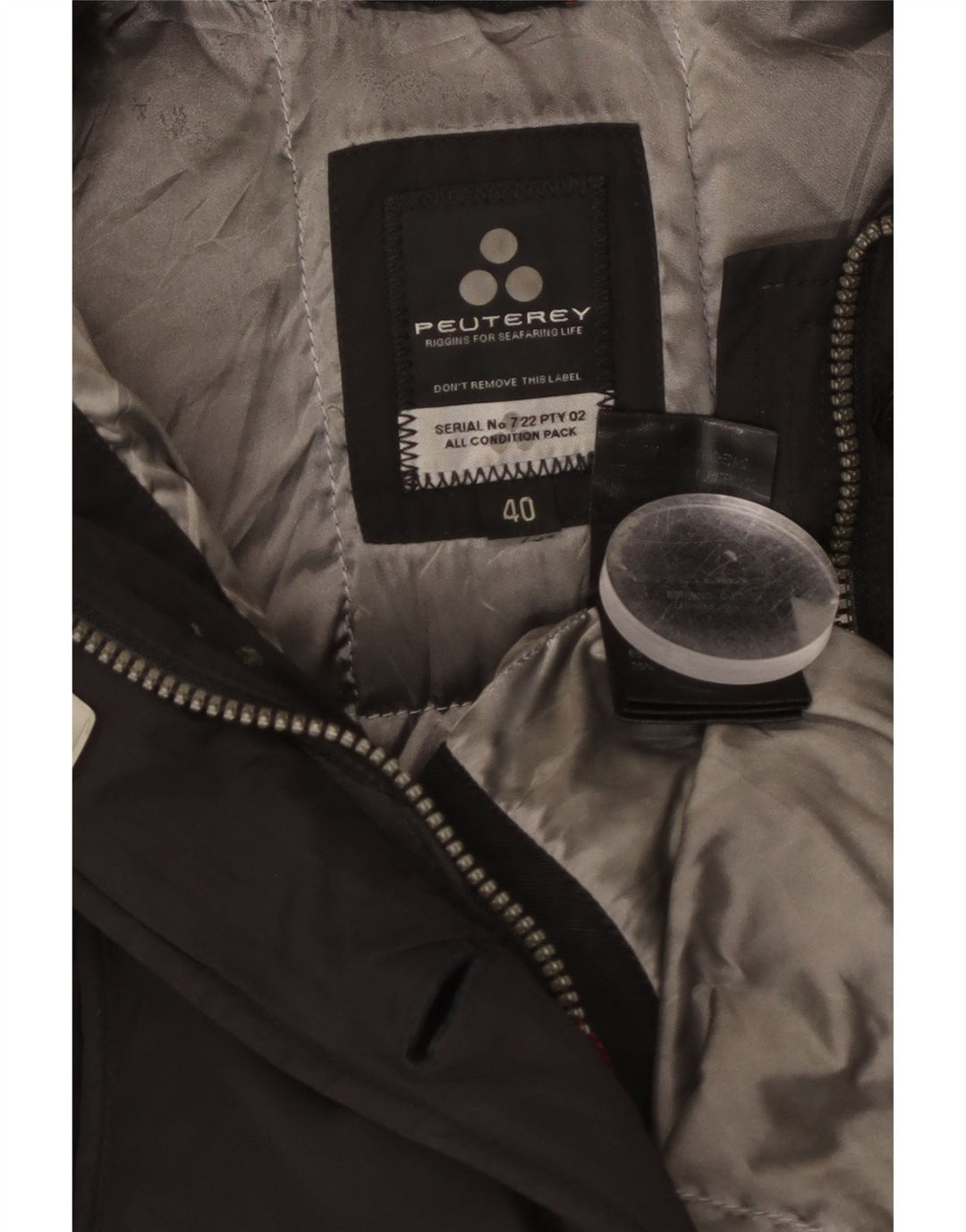 PEUTEREY Damen Wattierter Mantel IT 40 Small Schwarz Polyamid