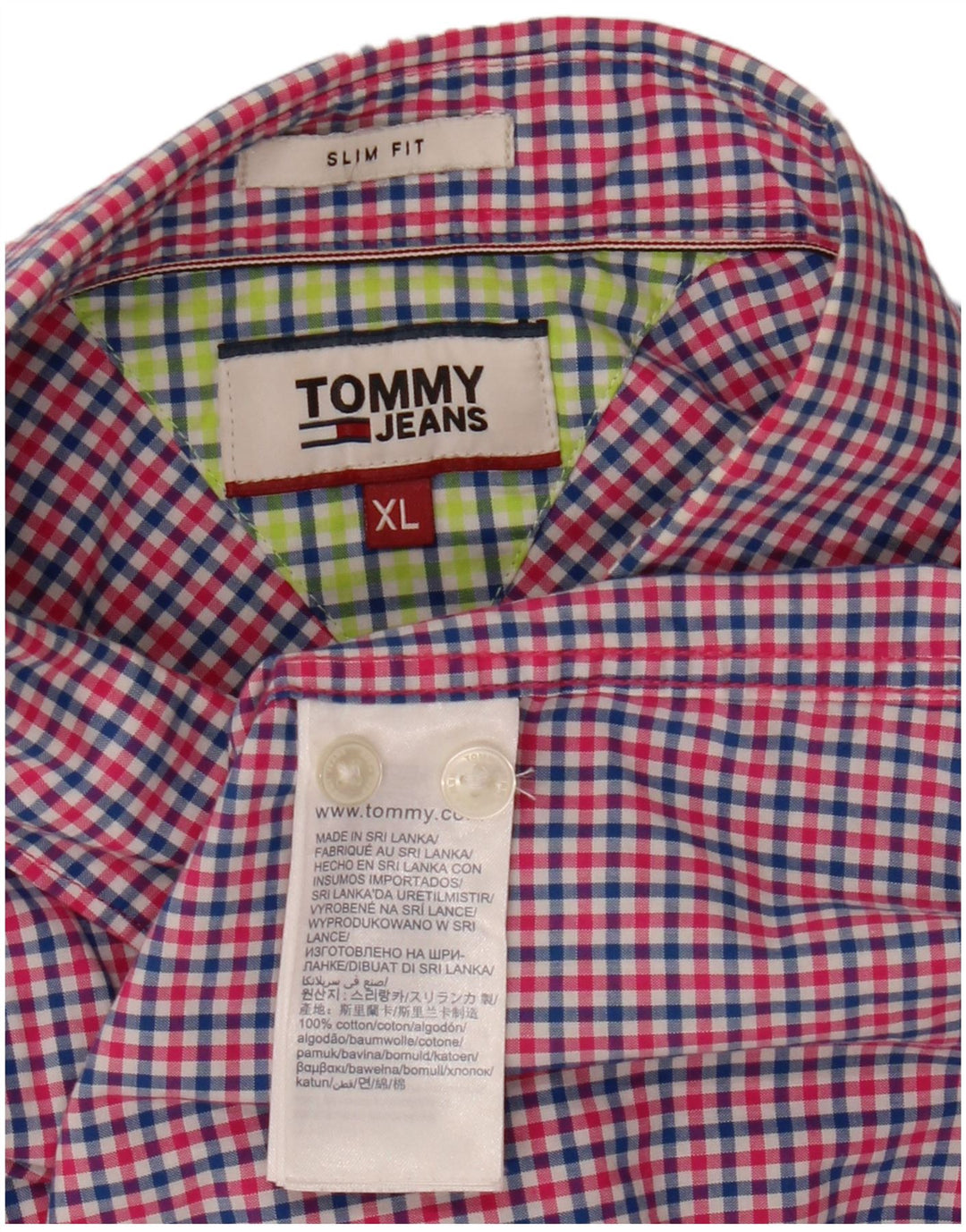 Tommy Hilfiger Herren-Slim-Fit-Hemd XL aus mehrfarbiger Gingham-Baumwolle