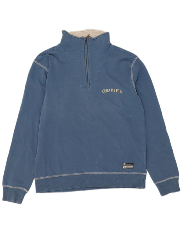 Champion Damen-Sweatshirt mit Reißverschluss am Hals, UK 14, mittelblaue Baumwolle