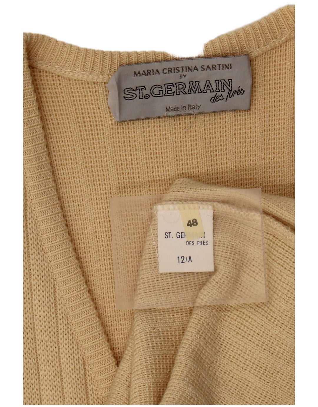 St. Germain Grafischer Longline-Cardigan für Damen IT 48 XL Beige Wolle