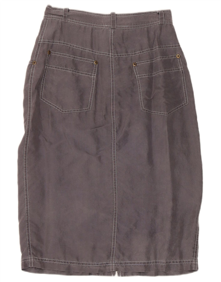 Vintage Damen Midirock Klein W24 Graue Seide