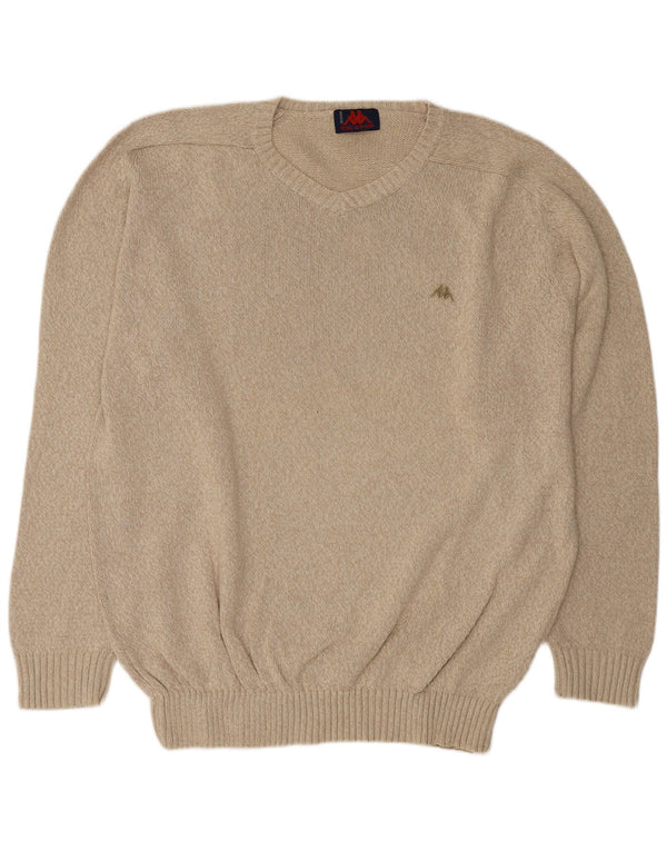 Kappa Herren-Pullover mit V-Ausschnitt, 3XL, Beige meliert