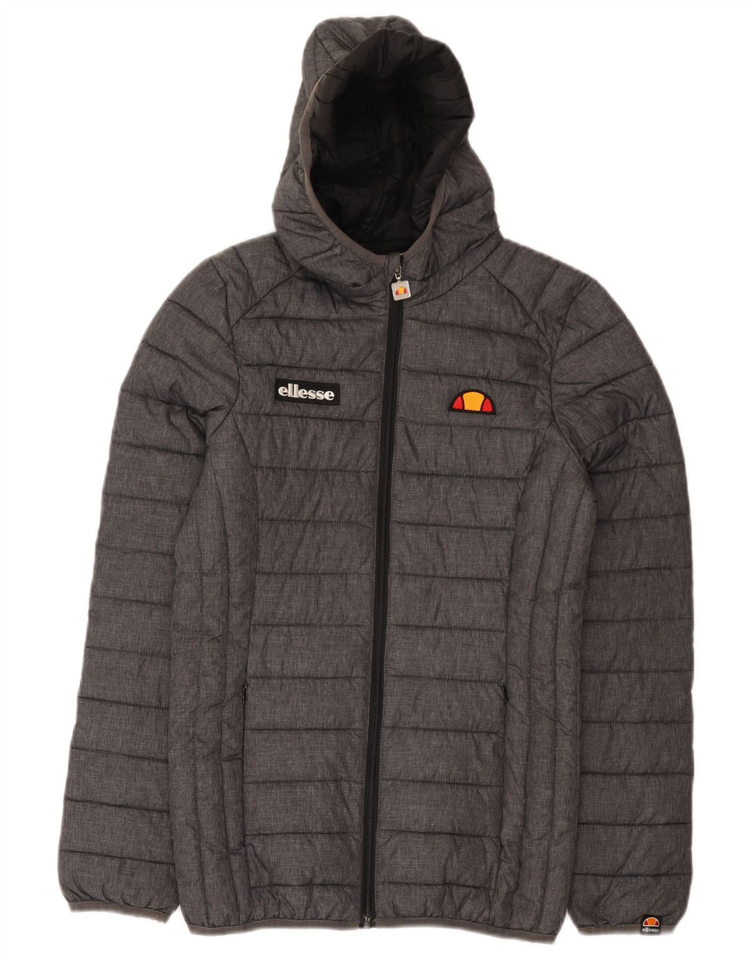 Ellesse Womens Hooded Wattierte Jacke UK 6 XS Graues Nylon