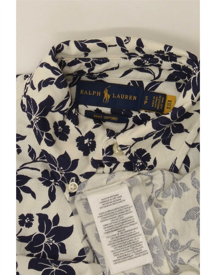 Ralph Lauren Herren-Hemd, klein, weiße Baumwolle mit Blumenmuster