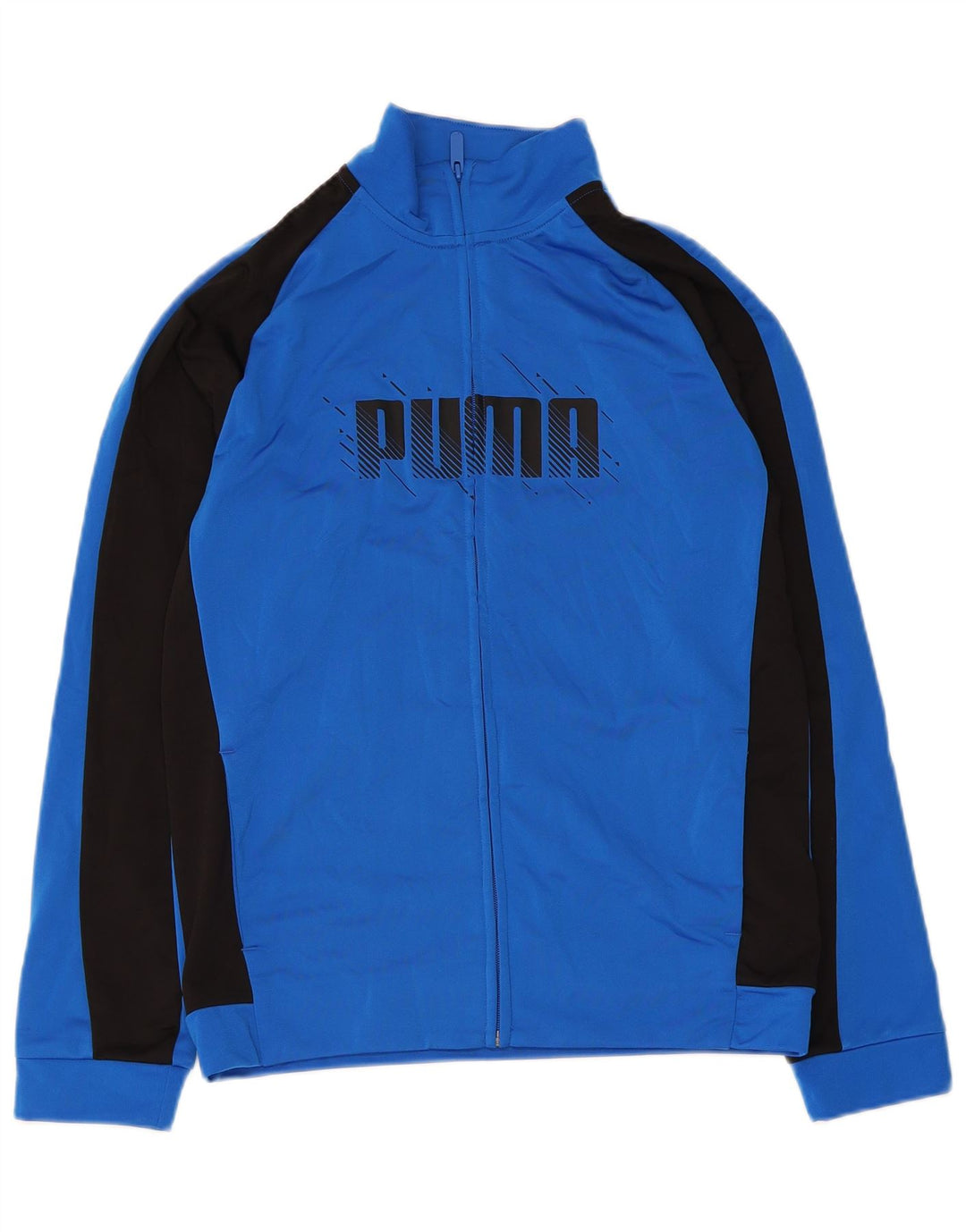 Puma Jungen Grafik-Trainingsanzug-Top-Jacke, 13–14 Jahre, blaues Farbblockdesign