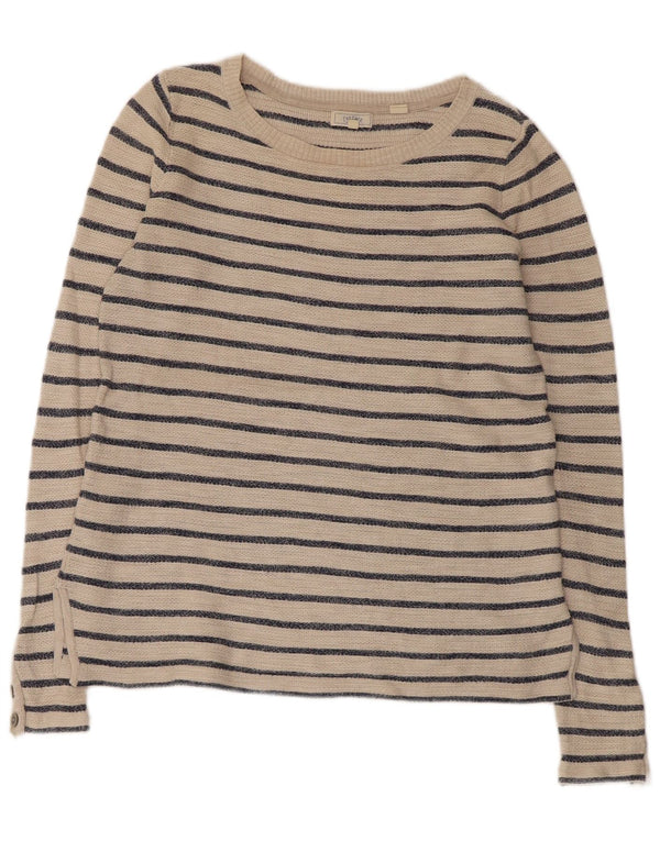 Fat Face Womens Boat Neck Jumper Sweater UK 10 Small Grey Striped