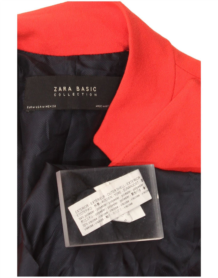 ZARA Damen Longline Blazer Jacke UK 12 Mittelrotes Polyester