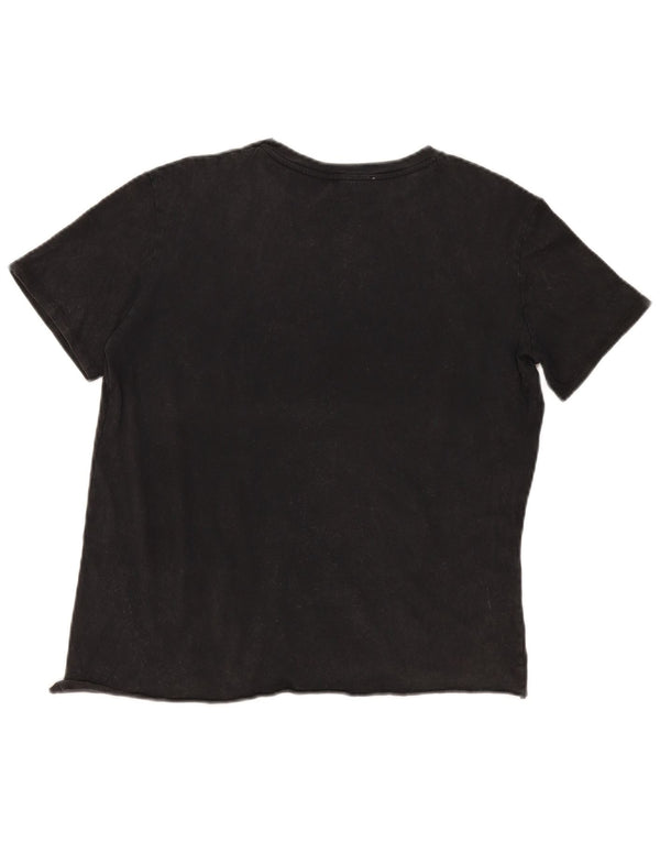 Vintage Damen T-Shirt Top UK 14 Large Schwarz