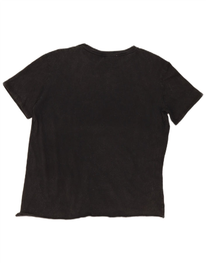 Vintage Damen T-Shirt Top UK 14 Large Schwarz