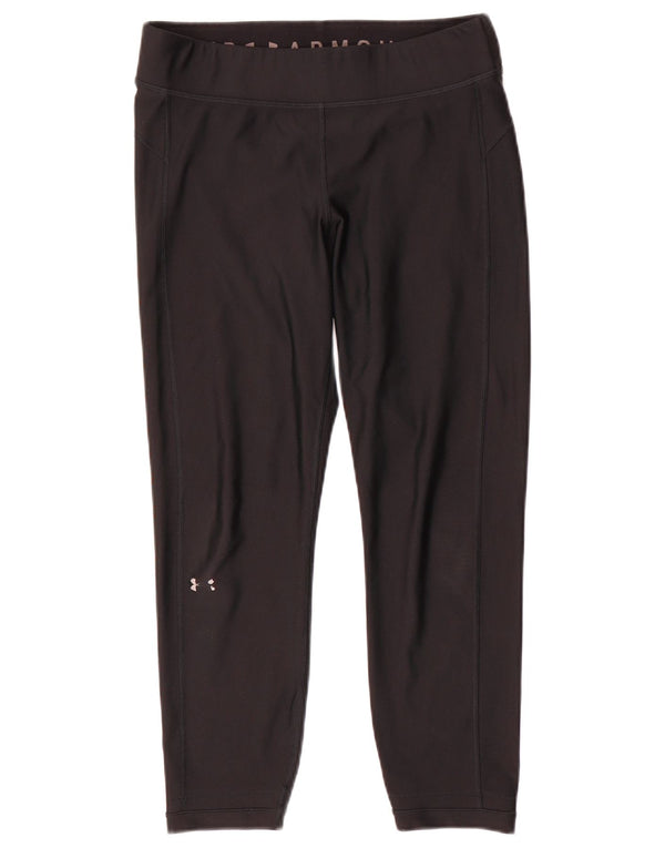 Under Armour Damen Heat Gear Crop Leggings UK 14 Large Schwarz