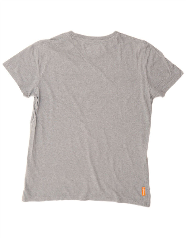 Superdry Herren T-Shirt Top Large Grau Baumwolle