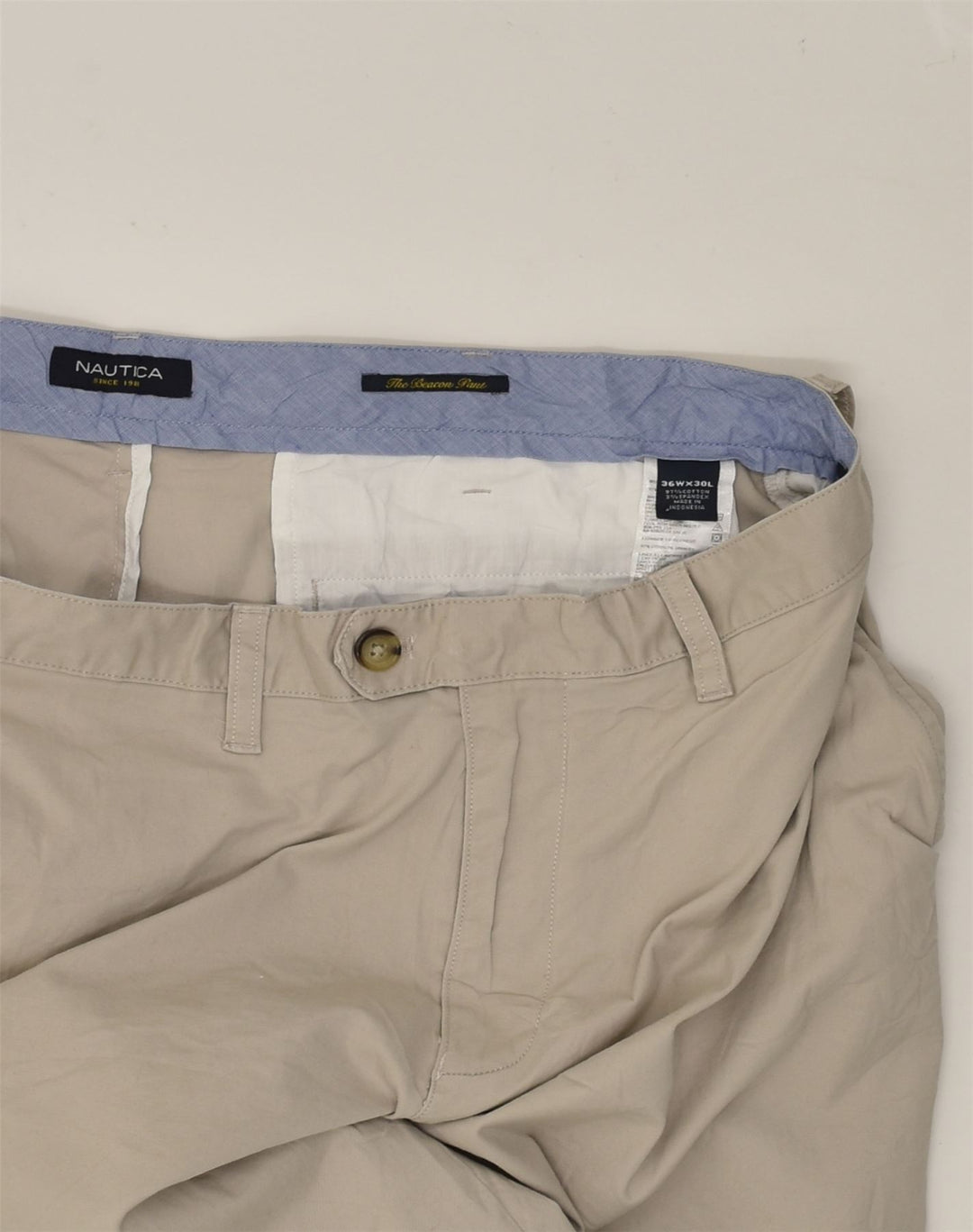 NAUTICA Womens Slim Casual Trousers W36 L30  Beige Cotton | Vintage Nautica | Thrift | Second-Hand Nautica | Used Clothing | Messina Hembry 