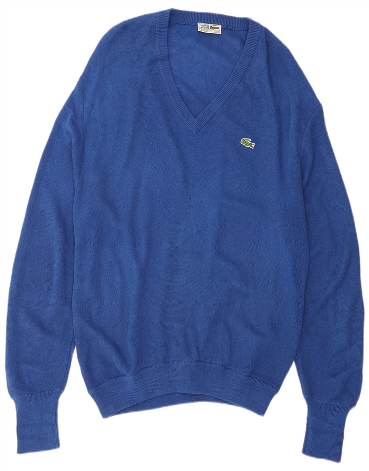 Lacoste Herren-Pullover mit V-Ausschnitt, mittelblaues Acryl