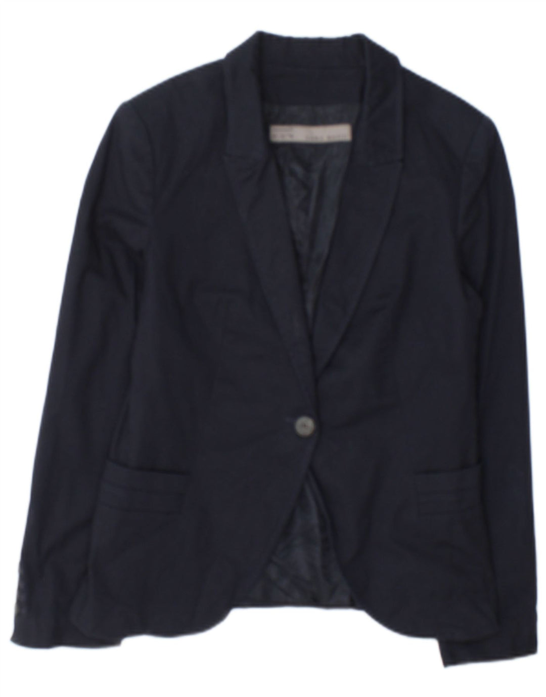 Zara Damen 1-Knopf-Blazerjacke UK 12 Mittelmarineblau