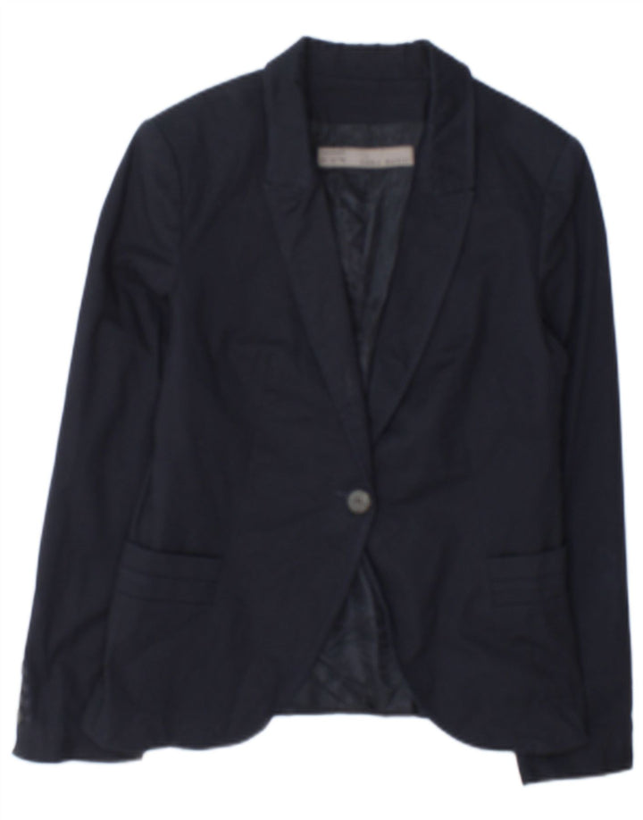 Zara Damen 1-Knopf-Blazerjacke UK 12 Mittelmarineblau