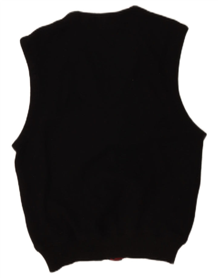 POP 84 Herren-Cardigan, ärmellos, Größe S, schwarze Wolle