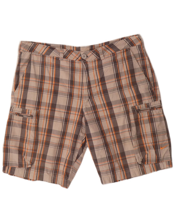 Nike Herren-Cargo-Shorts W36, groß, grau kariert, Baumwolle