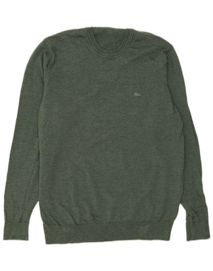 Lacoste Herren-Pullover mit Rundhalsausschnitt, Größe 7 2XL, grüne Schurwolle