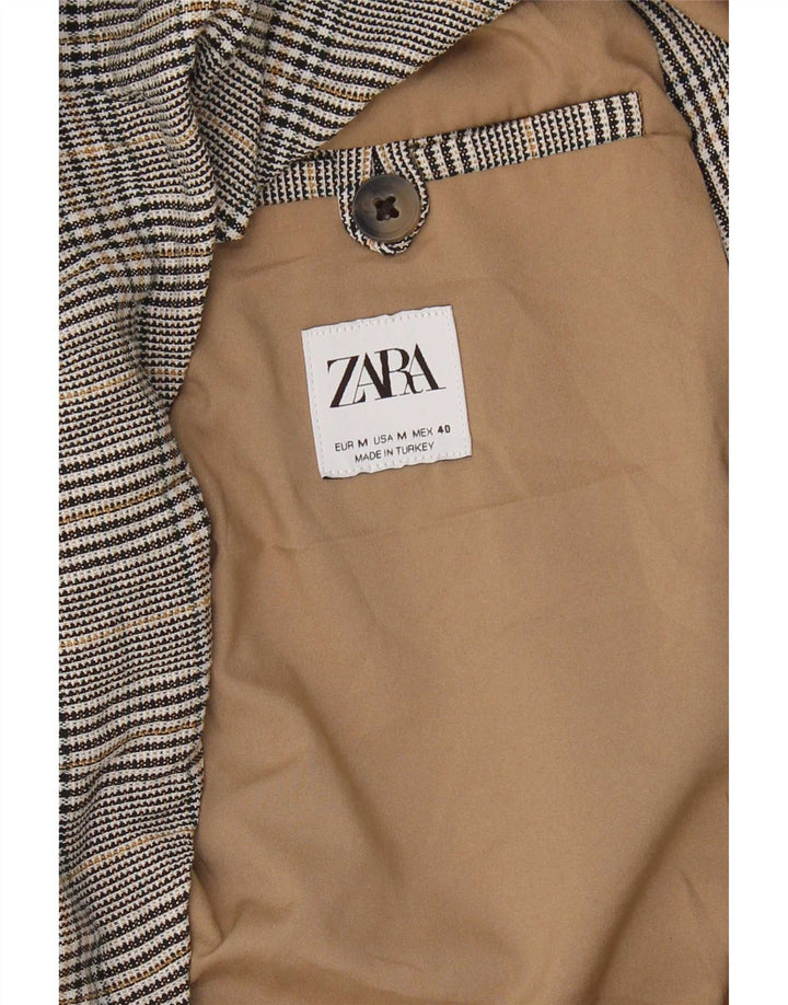 Zweireihiger Herren-Blazer von Zara, Größe 38, mittelschwarz, kariert, Baumwolle