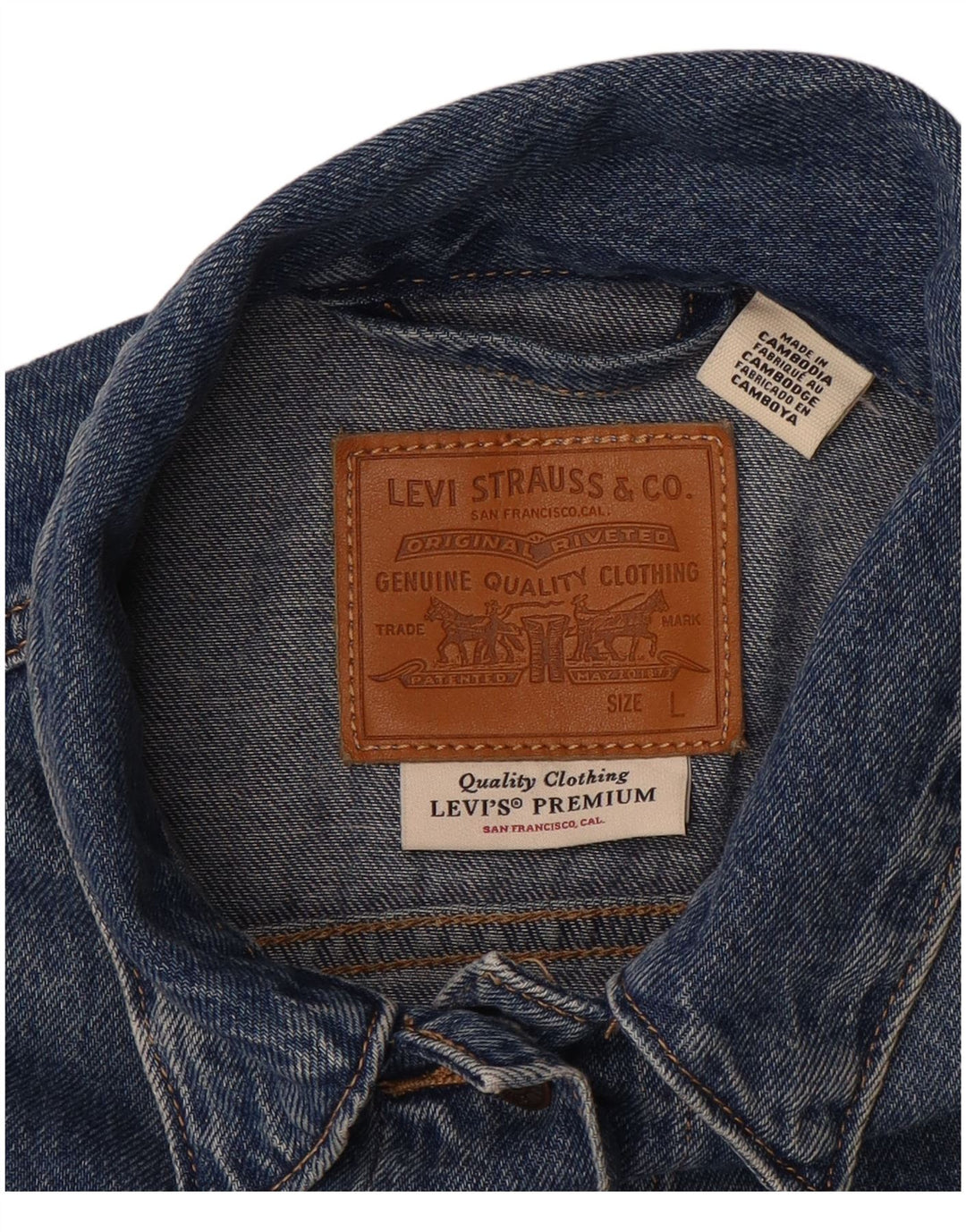 LEVI'S Damen Crop Denim Jacke UK 16 Large Blau