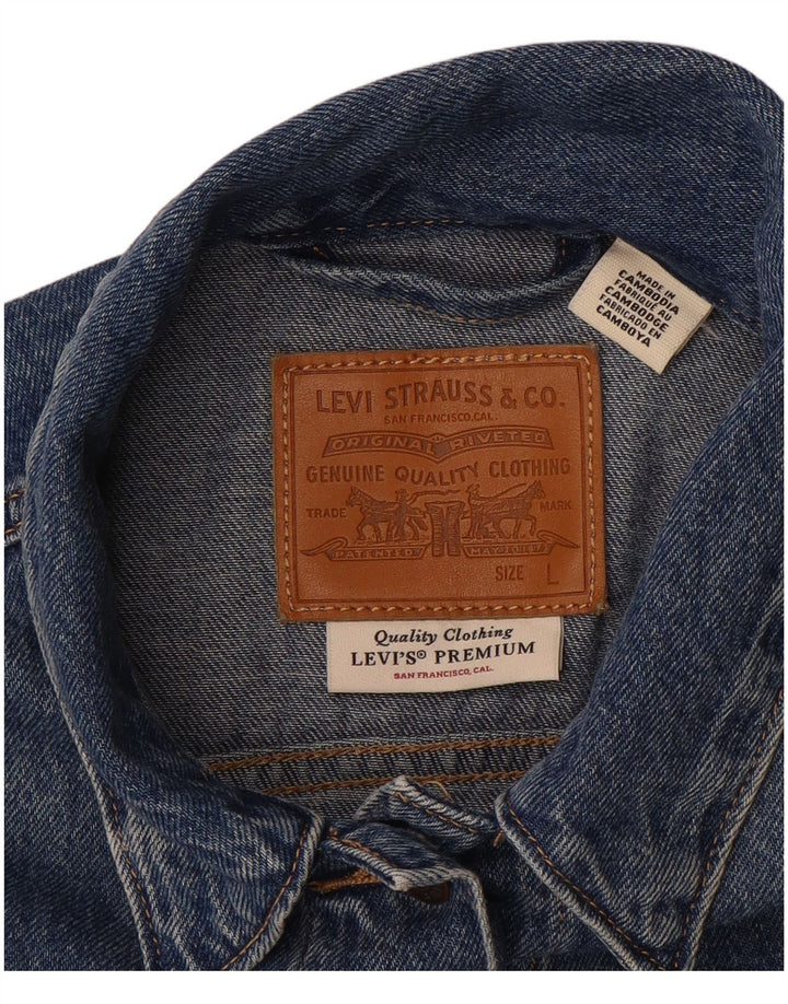 LEVI'S Damen Crop Denim Jacke UK 16 Large Blau