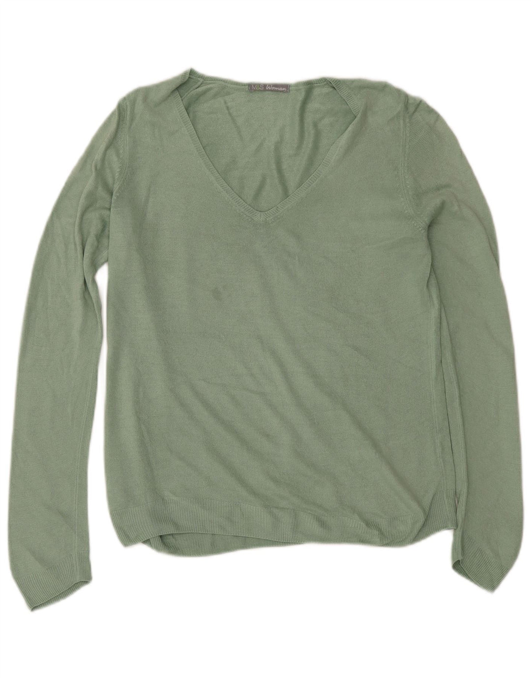 Marks & Spencer Damen-Pullover mit V-Ausschnitt, Gr. 12, Mittelgrün