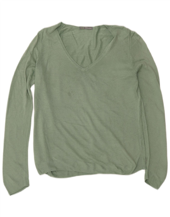 Marks & Spencer Damen-Pullover mit V-Ausschnitt, Gr. 12, Mittelgrün