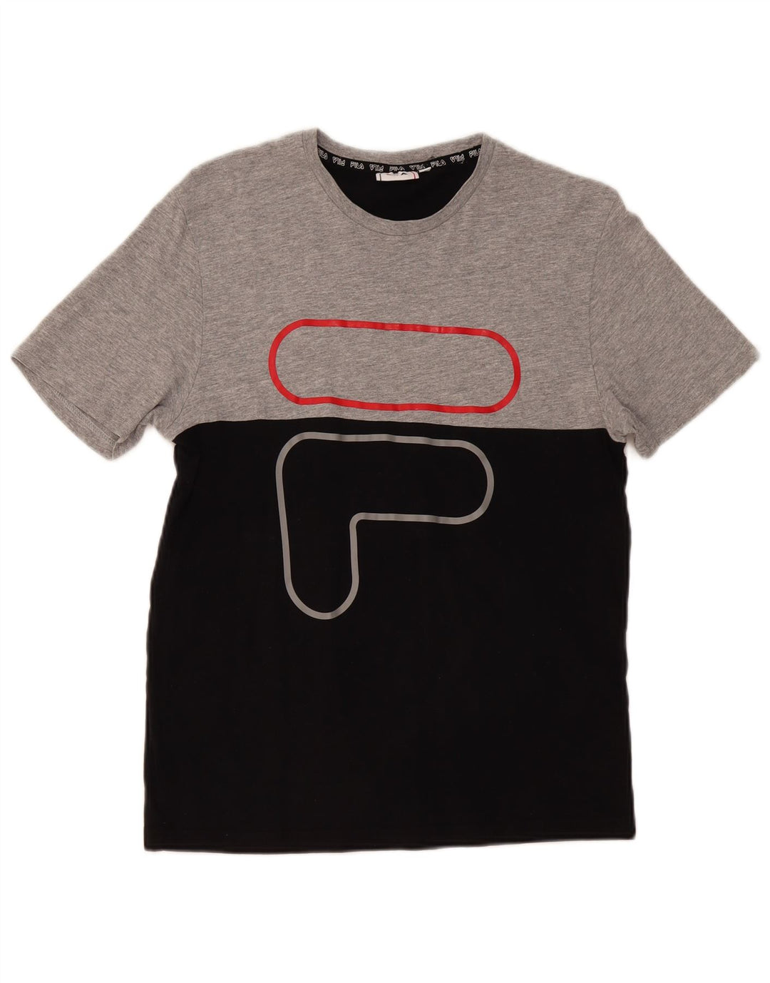 FILA Herren-T-Shirt mit Grafik, Größe S, Grau, Colourblock-Baumwolle